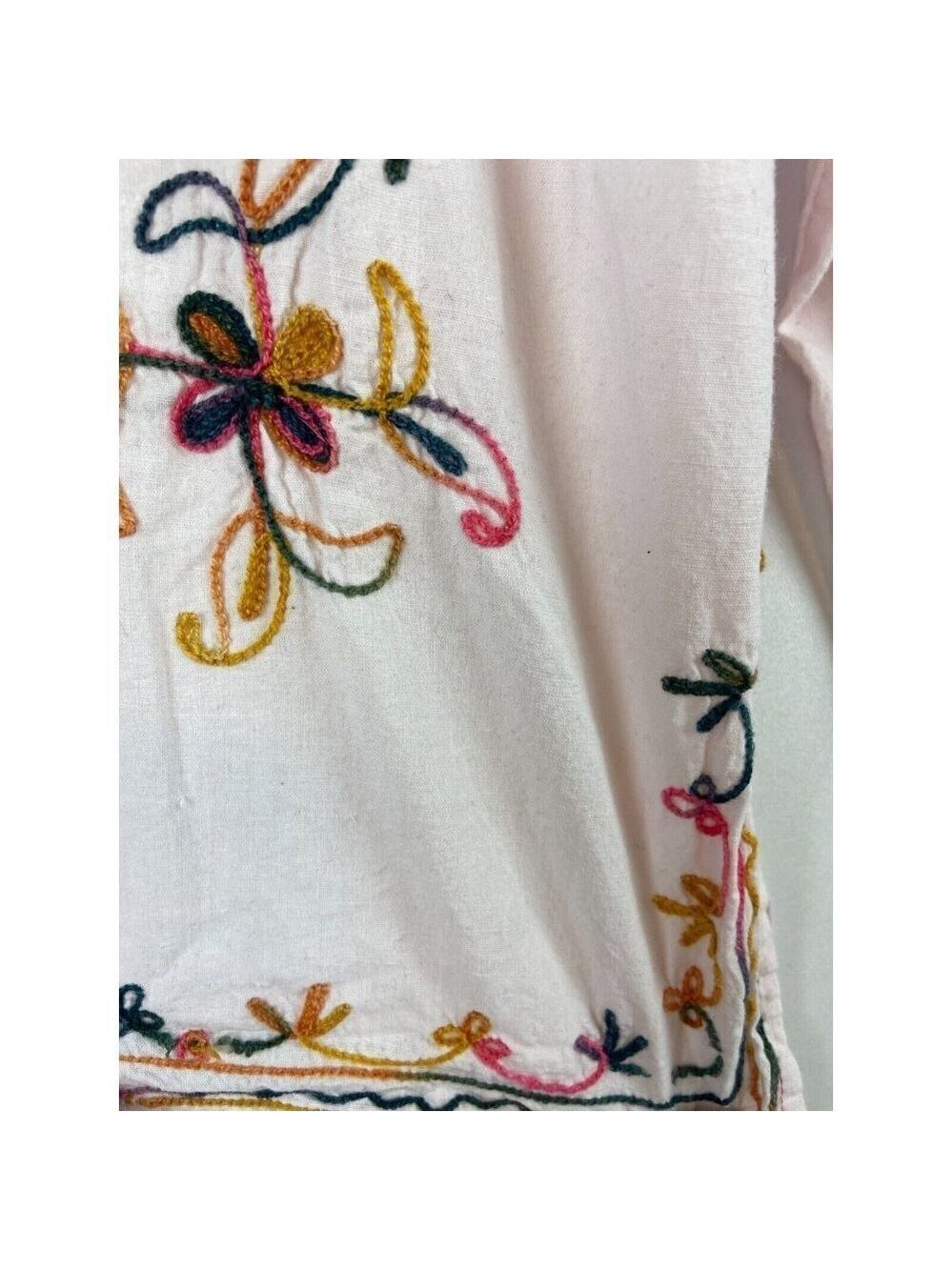 Women's Pale Pink Embroidered Cotton Blouse Size M - Picture 5 of 9